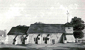 Higham Gobion church by Thomas Fisher about 1815